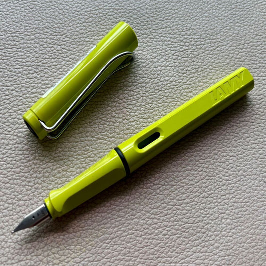 2008 Lamy Lime Green Silver Clip Safari Fountain Pen Limited Edition