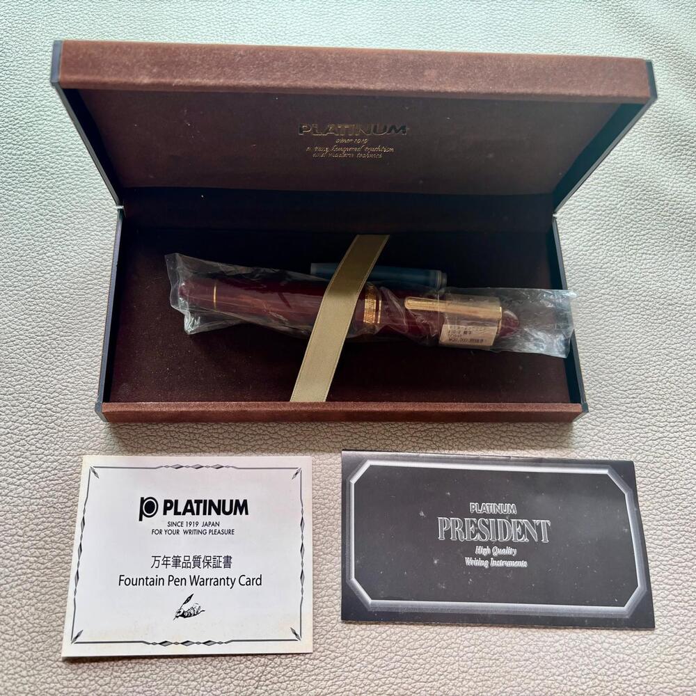 Platinum President Maroon Gold Plated Fountain Pen 18k Gold nib Discontinued