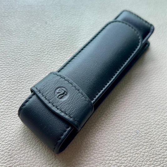 Pelikan Full Black Leather 2 Pen Pouch