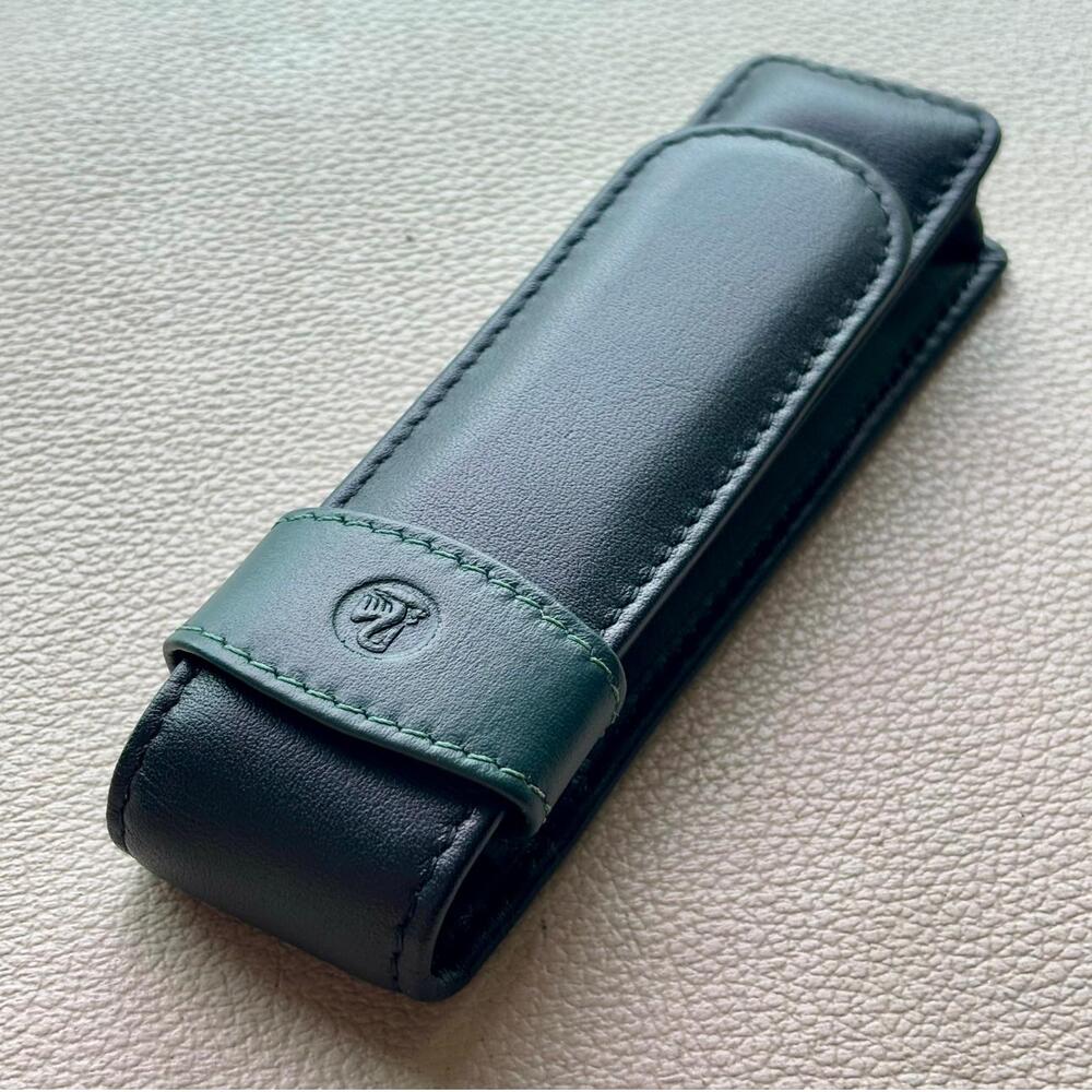 Pelikan Green Black Leather 2 Pen Pouch