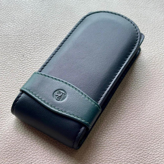 Pelikan Green Black Leather 3 Pen Pouch