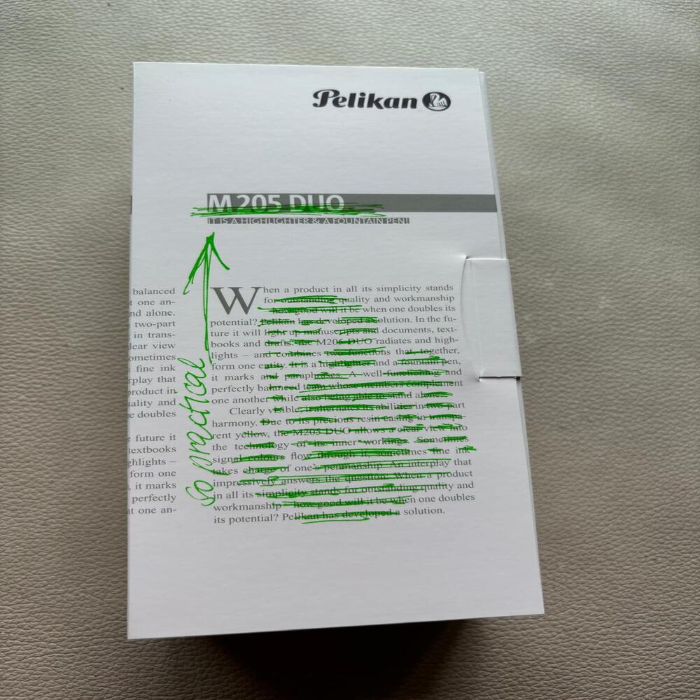 Pelikan M205 Green Highlighter Fountain Pen Set Special Edition.