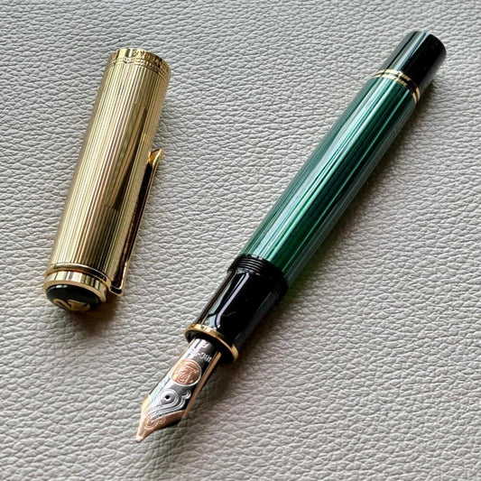 Pelikan M1050 Green Striped Vermeil Fountain Pen Discontinued Rare
