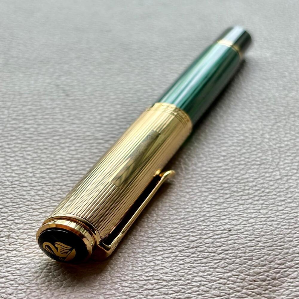 Pelikan M1050 Green Striped Vermeil Fountain Pen Discontinued Rare