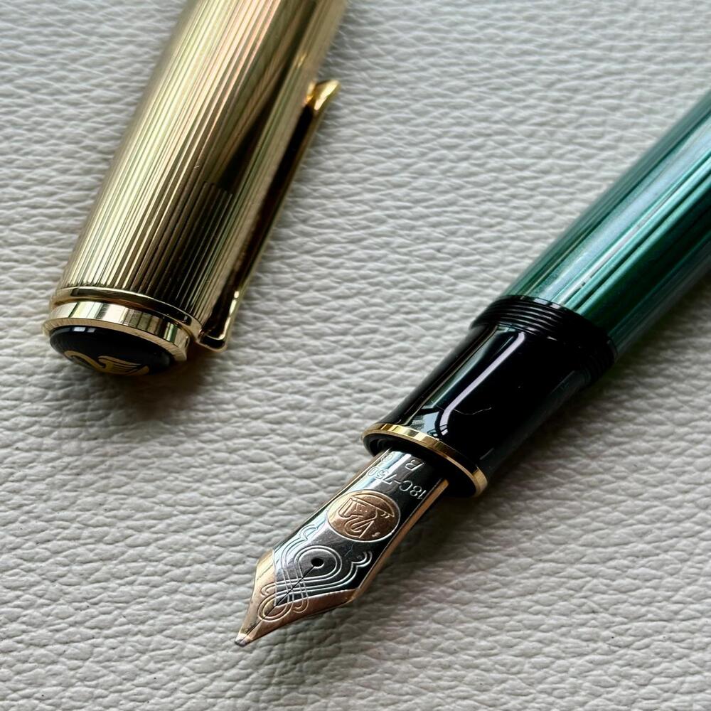 Pelikan M1050 Green Striped Vermeil Fountain Pen Discontinued Rare