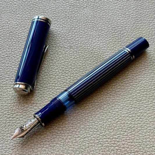 Pelikan M815 Blue Metal Striped Fountain Pen Special Edition