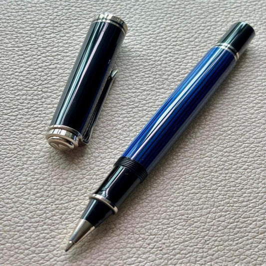 Pelikan R605 Blue Silver Stripes Rollerball Pen Special Edition Rare