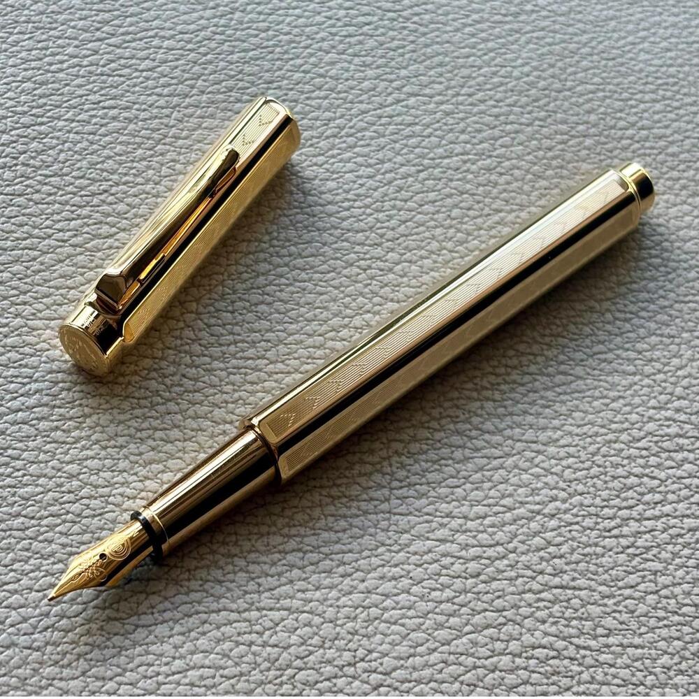 Caran d'Ache Gold Plated Ecridor Chevron Fountain Pen