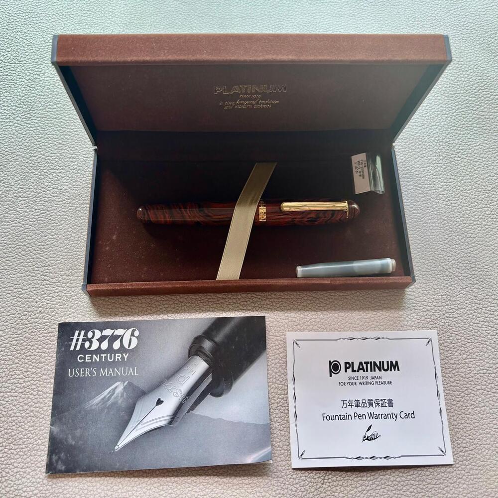 Platinum 3776 Ebonite Marble with Gold Plated trim Fountain Pen 14k Gold nib Discontinued