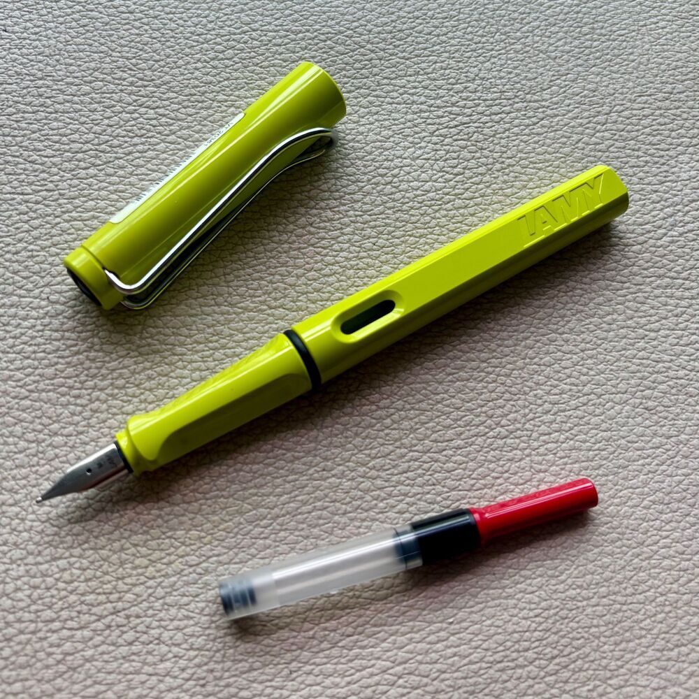 2008 Lamy Lime Green Silver Clip Safari Fountain Pen Limited Edition