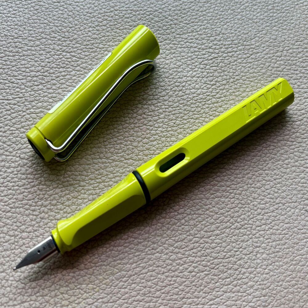 2008 Lamy Lime Green Silver Clip Safari Fountain Pen Limited Edition