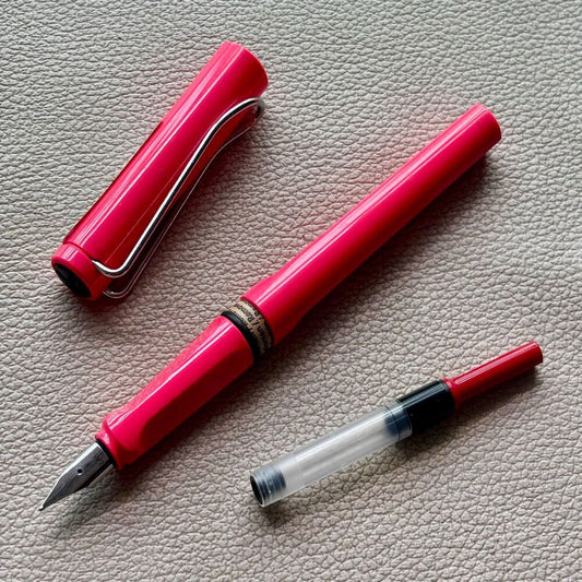 2014 Lamy Neon Coral Silver Clip Safari Fountain Pen Limited Edition