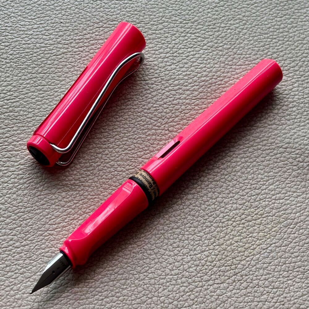 2014 Lamy Neon Coral Silver Clip Safari Fountain Pen Limited Edition