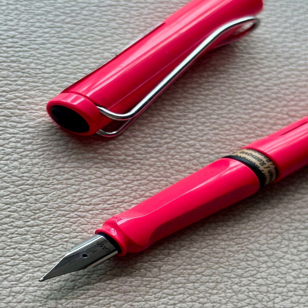 2014 Lamy Neon Coral Silver Clip Safari Fountain Pen Limited Edition