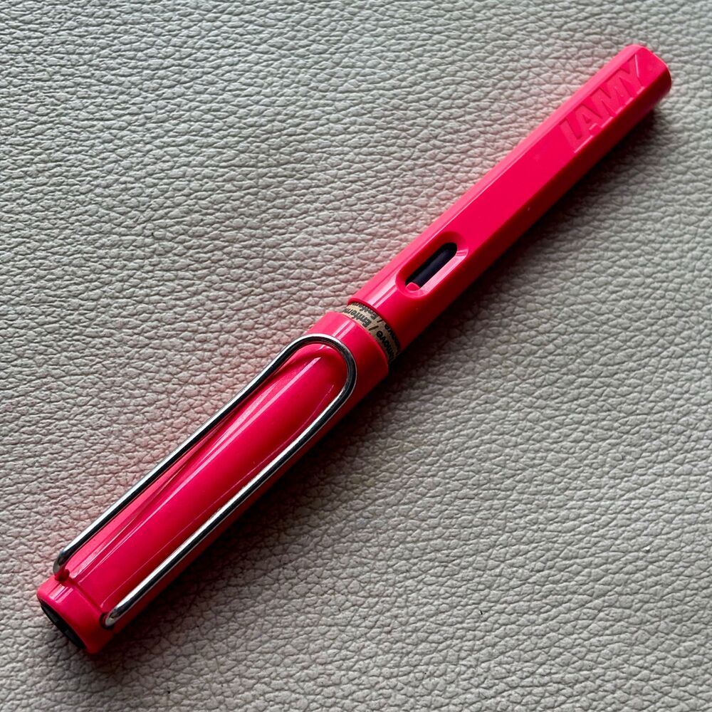 2014 Lamy Neon Coral Silver Clip Safari Fountain Pen Limited Edition