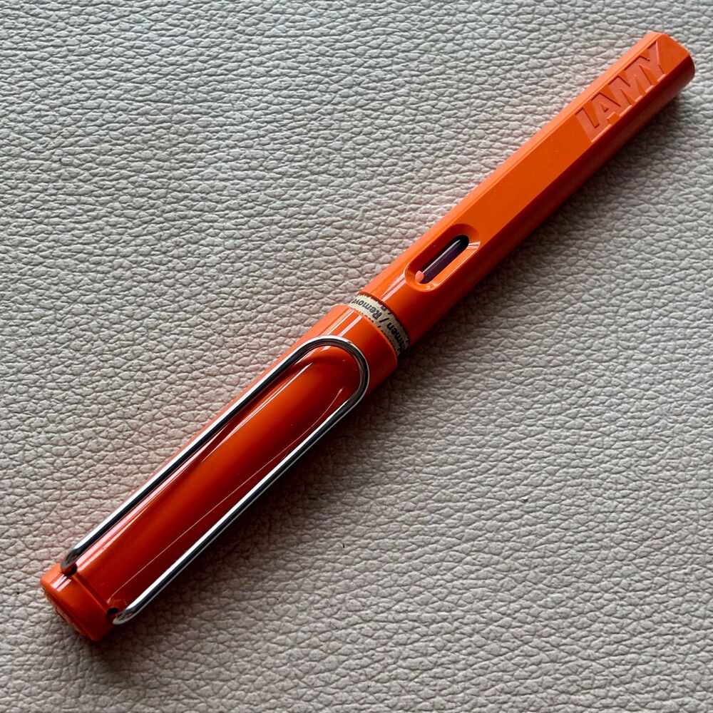 2009 Lamy Orange Silver Clip Safari Fountain Pen Dot Cap