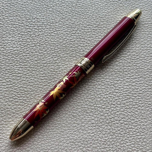 Platinum Double 3 Action 3 in 1 Maki-e Red Maple Leaf Multi Function Pen