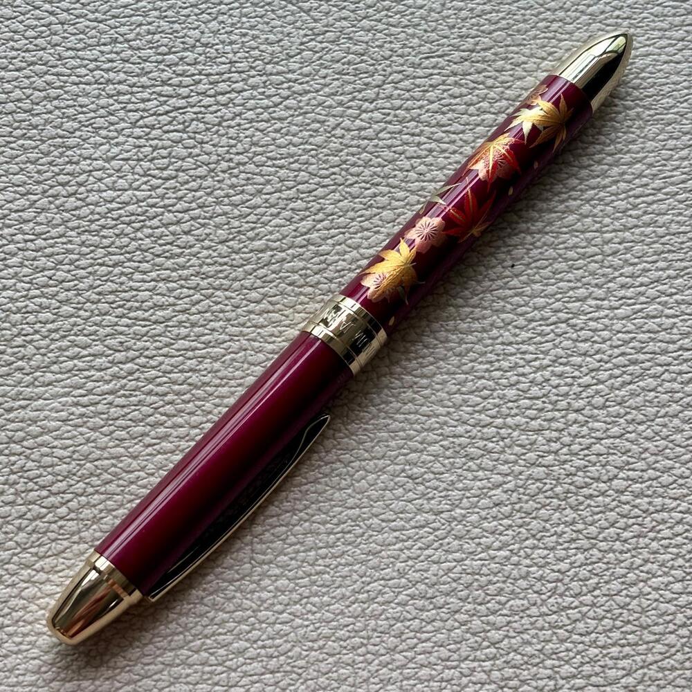 Platinum Double 3 Action 3 in 1 Maki-e Red Maple Leaf Multi Function Pen