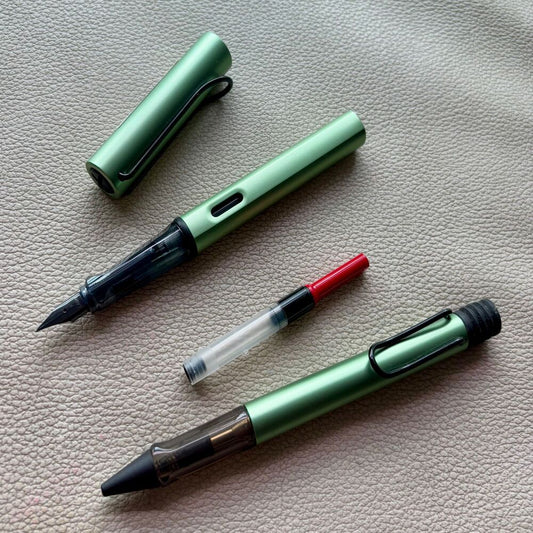 Lamy Silver Green Black Clip AL Star Fountain Pen + Ballpoint Pen Discontinued