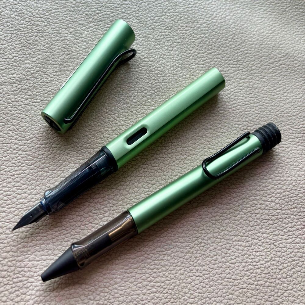 Lamy Silver Green Black Clip AL Star Fountain Pen + Ballpoint Pen Discontinued