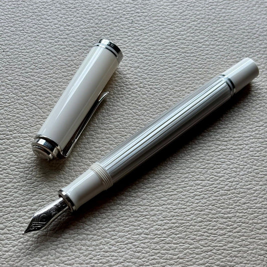 Pelikan M405 Silver White Fountain Pen