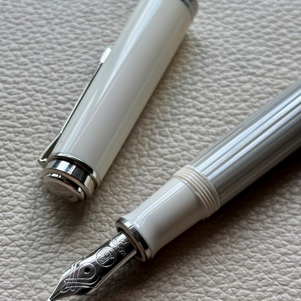 Pelikan M405 Silver White Fountain Pen