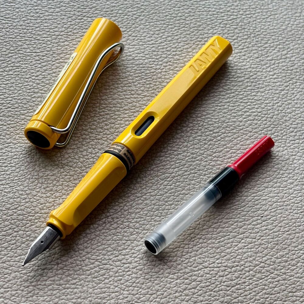 Lamy Yellow Silver Clip Safari Fountain Pen